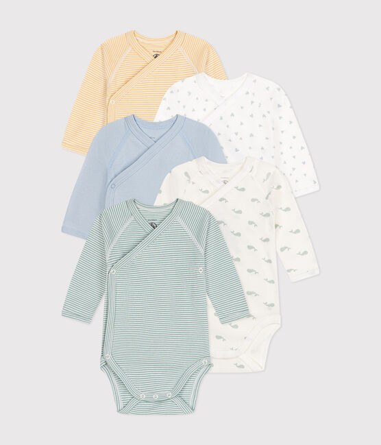 Confezione da 5 body incrociati a maniche lunghe in cotone neonato variante 1