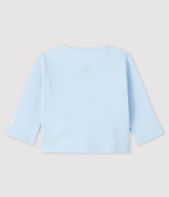 Cardigan bebè in costina 2x2 di cotone biologico blu FRAICHEUR