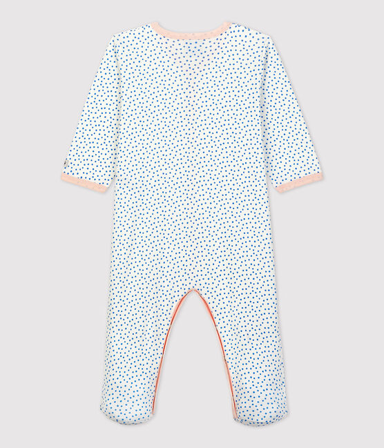 Tutina pigiama bebè in cotone biologico bianco MARSHMALLOW/blu BRASIER