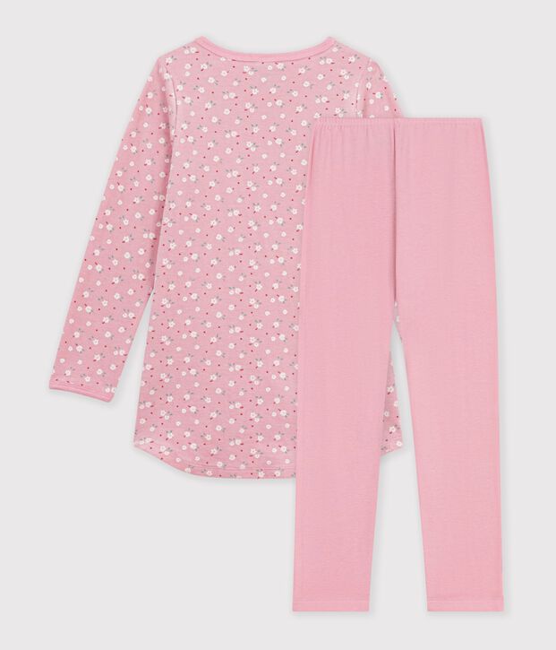 Camicia da notte e leggings bambina in ciniglia a fiori rosa/multicolore