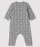 Tutina lunga da neonato jacquard con stampa riccio in tubique grigio SUBWAY/bianco MARSHMALLOW