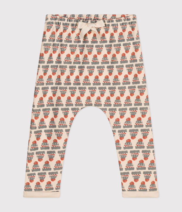 Pantaloni in jersey spesso con stampa per beb&egrave; ecru/multicolore