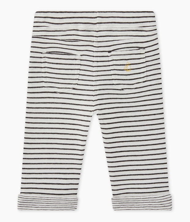 Pantalone beb&eacute; bambino rigato bianco/grigio
