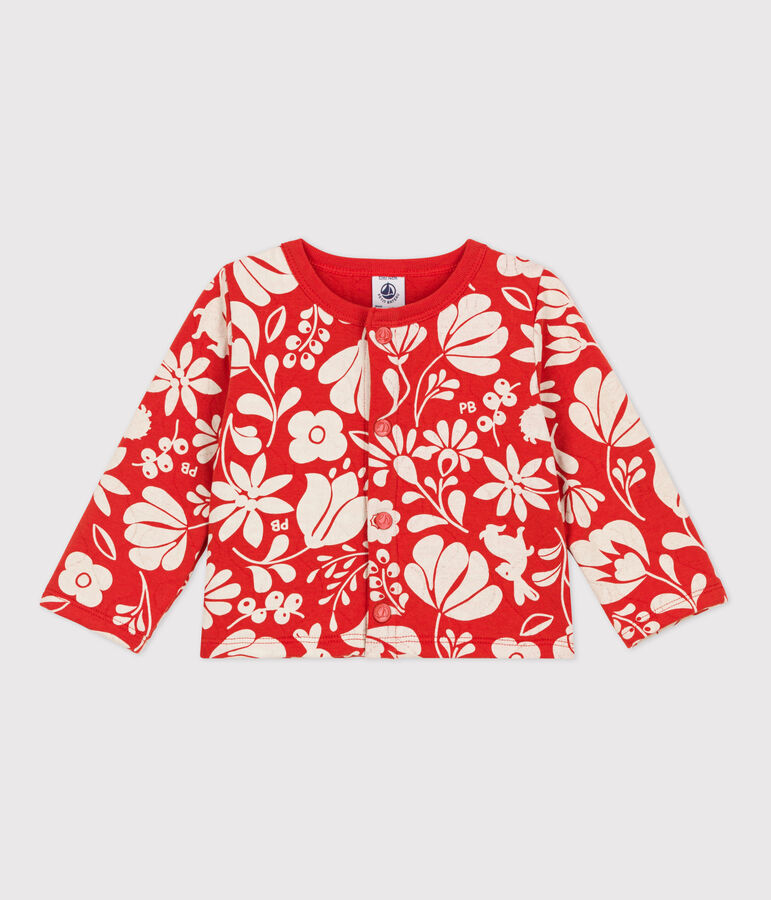 Cardigan beb&egrave; con stampa in tubique trapuntato arancione/ecru