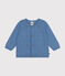Cardigan bebè in tricot di cotone traforato blu BEACH