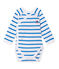 Body nascita bebè bambino a maniche lunghe rigato bianco ECUME/blu DELPHINIUM