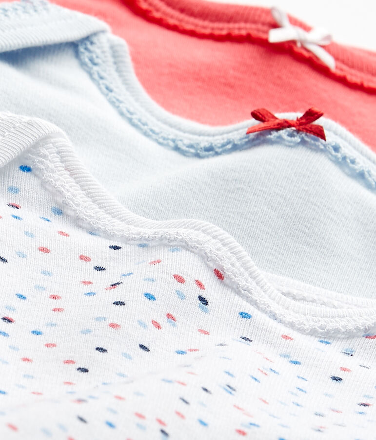 Lotto di 3 bodies per beb&eacute; femmina a maniche corte bianco