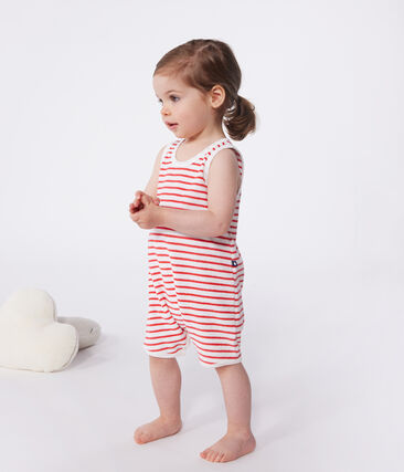 Tutina corta in cotone a righe neonato