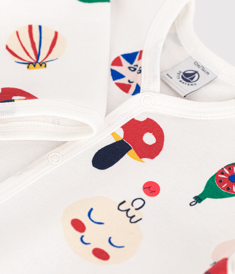 Pigiama in tessuto felpato spazzolato con palline di Natale stampate neonato bianco/multicolore