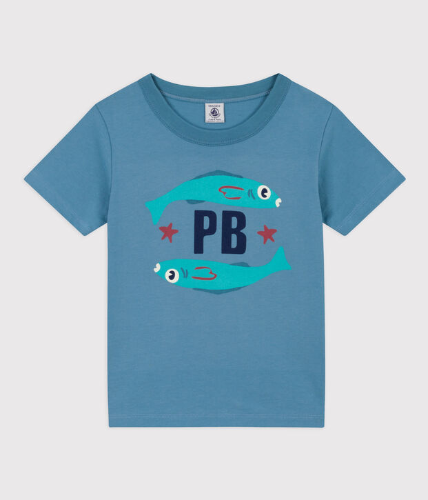 T-shirt  maniche corte in cotone bambino blu/verde