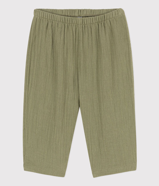 Pantaloni bebè in garza di cotone verde MARECAGE