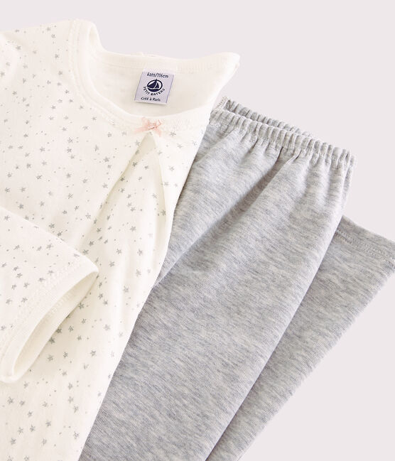 Camicia da notte a stelle con leggings bambina in tubique bianco MARSHMALLOW/grigio ARGENT