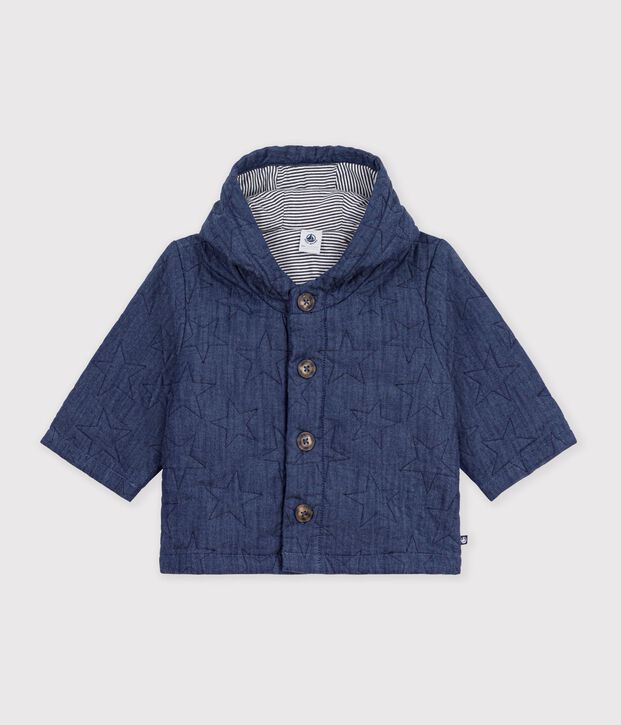 Giacca in denim trapuntato con ricamo a stelle neonato blu