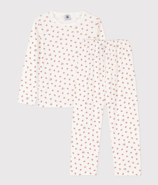 Pigiama bambino unisex in cotone motivo volpe bianco MARSHMALLOW/bianco MULTICO