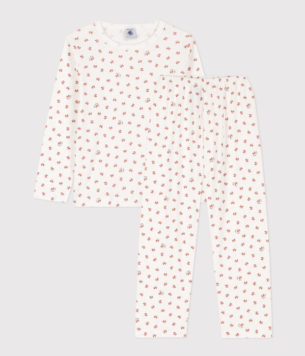 Pigiama bambino unisex in cotone motivo volpe bianco/multicolore