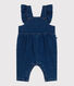 Salopette lunga in denim ed elastan con volant neonata
