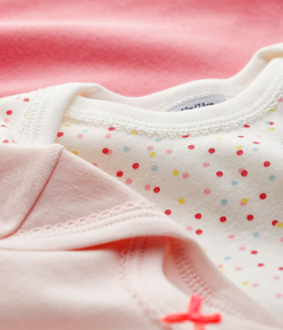 Confezione da 3 body manica corta  rosa bebè femmina in cotone biologico variante 1