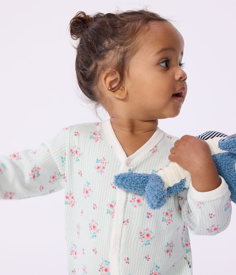 Pigiama in cotone con stampa a fiori neonato bianco/multicolore