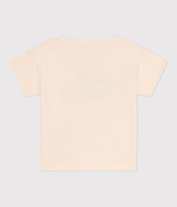 T-shirt beb&egrave; a maniche corte in jersey con motivo ecru
