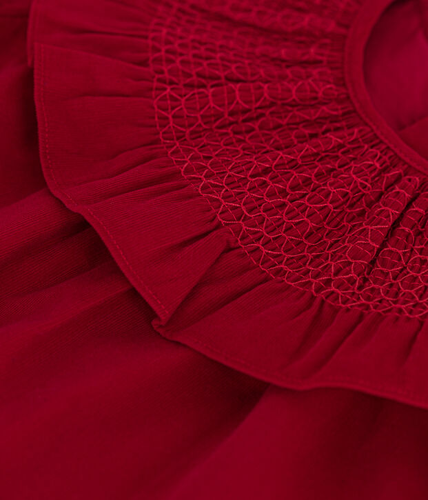 Abito a maniche lunghe in velluto fine per beb&egrave; rosso