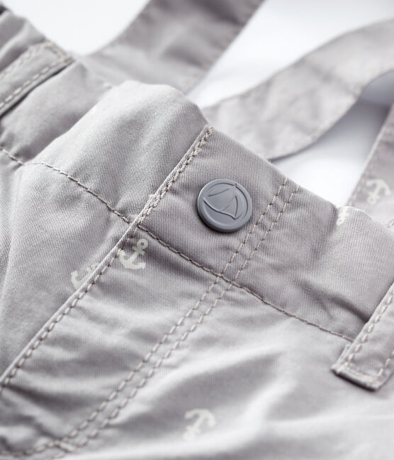 Shorts con bretelle in tessuto serge bebè maschio grigio CONCRETE/bianco MARSHMALLOW