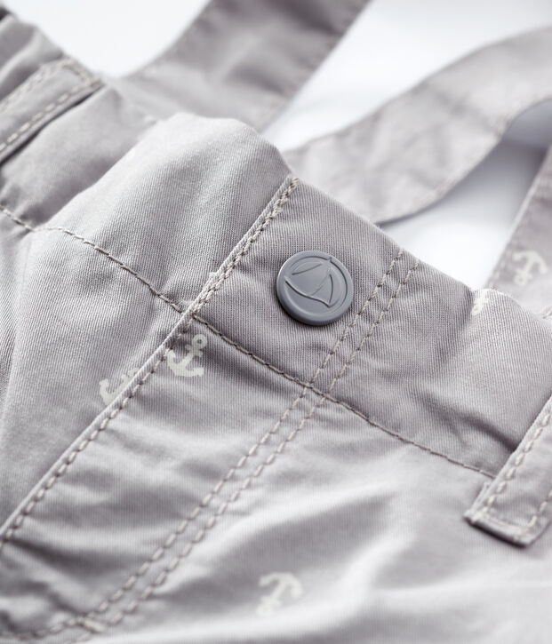 Shorts con bretelle in tessuto serge beb&egrave; maschio grigio/bianco