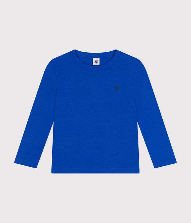 T-shirt a maniche lunghe a costine bambina/bambino blu