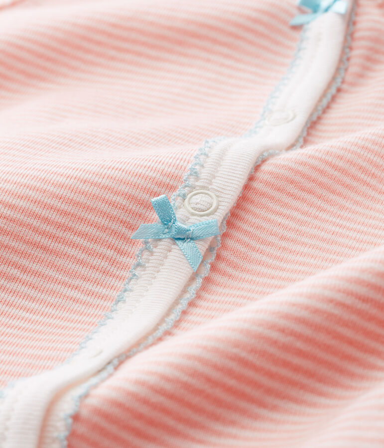 Tutina pigiama bambina a costine rosa ROSAKO/bianco MARSHMALLOW