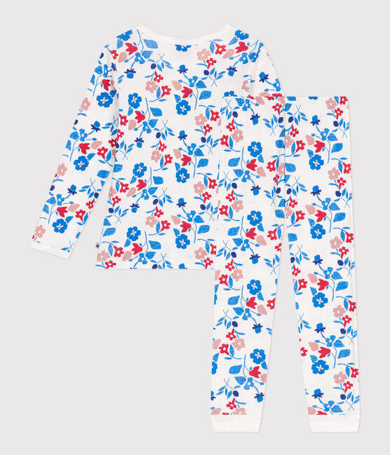 Pigiama bambino in tubique con stampa a fiori bianco MARSHMALLOW/bianco MULTICO