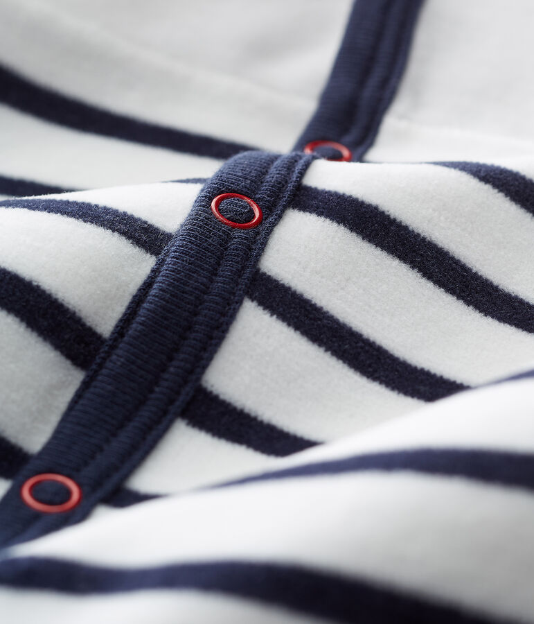 Tutina pigiama beb&egrave; in velluto bianco MARSHMALLOW/blu SMOKING