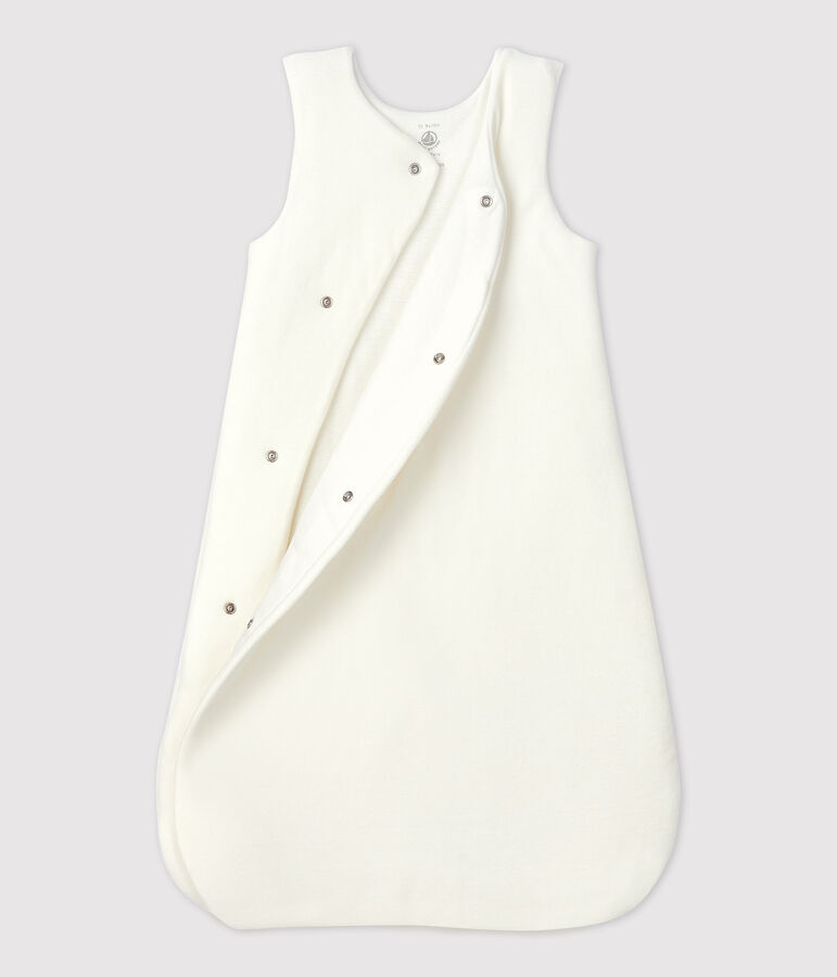 Sacco nanna beb&egrave; in ciniglia di cotone biologico bianco