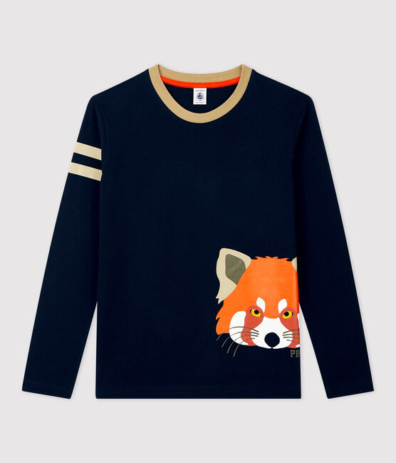 T-shirt bambino a maniche lunghe in cotone blu SMOKING