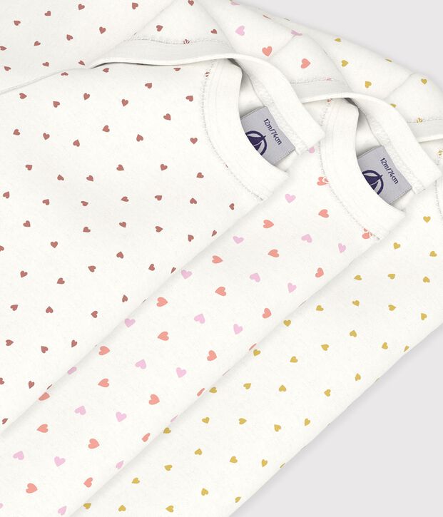 Set di body a maniche lunghe in cotone con stampa a cuoricini neonata multicolore