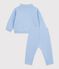 Set per neonato composto da felpa e pantaloni in cotone tinta unita blu FLO