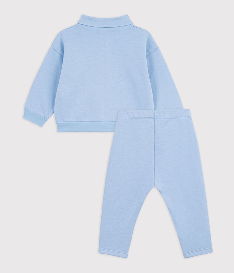 Set per neonato composto da felpa e pantaloni in cotone tinta unita blu FLO
