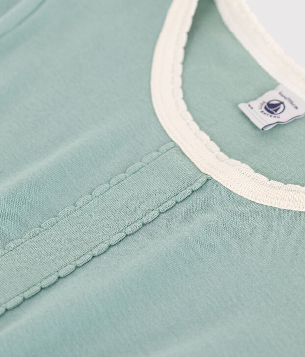 Abito a maniche corte in cotone tinta unita bambina verde