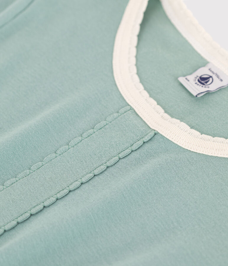 Abito a maniche corte in cotone tinta unita bambina verde