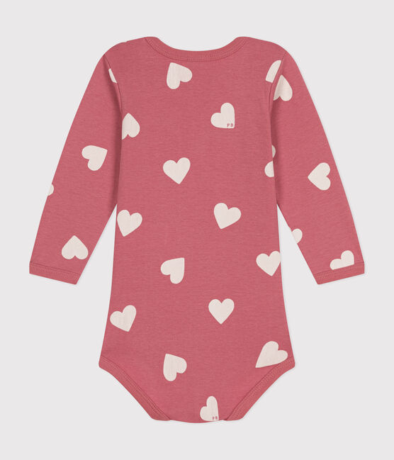 Body a maniche lunghe in cotone neonato rosa ROSEWOOD/ MARSHMALLOW
