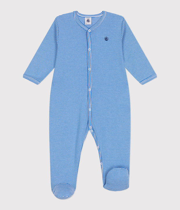 Pigiama in cotone a righe neonato blu/bianco