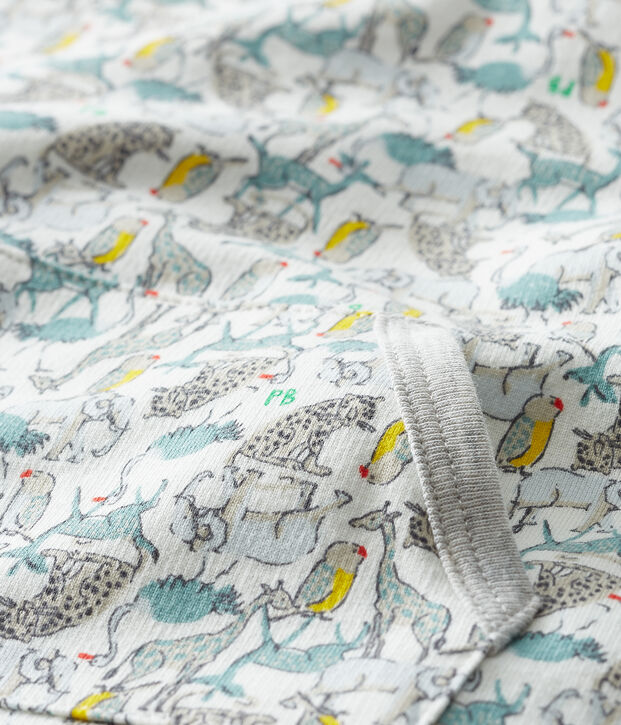 Tutina corta beb&egrave; maschio fantasia bianco/multicolore