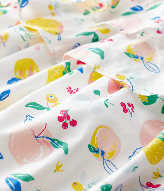 Abito a manica corta in popeline bebè femmina bianco MARSHMALLOW/bianco MULTICO