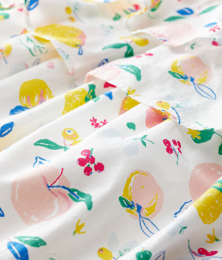 Abito a manica corta in popeline beb&egrave; femmina bianco/multicolore