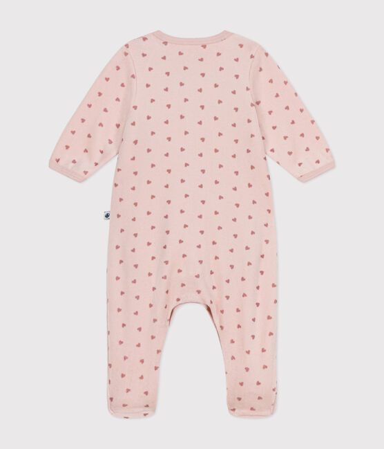 Bodyjama in velluto con stampa cuoricini neonato rosa SALINE/ ROSEWOOD