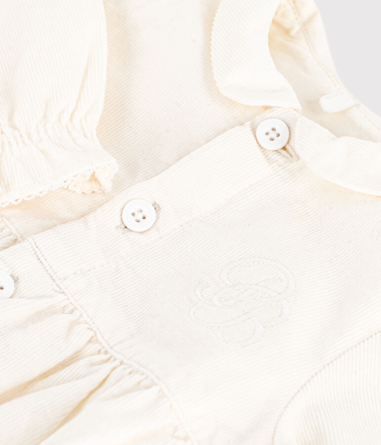 Tutina corta da cerimonia in velluto ricamato neonato ecru