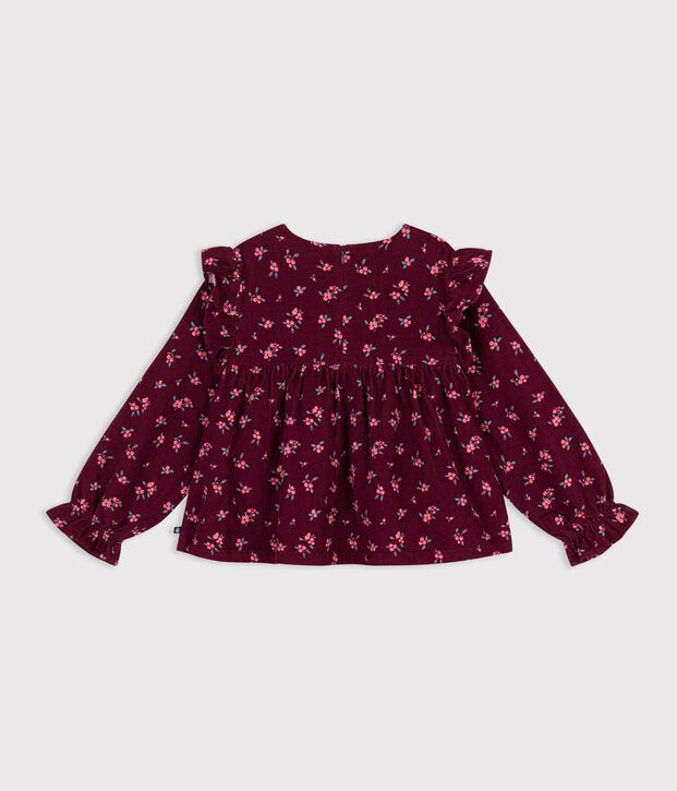 Blusa a maniche lunghe in cotone con stampa bambina rosso/multicolore