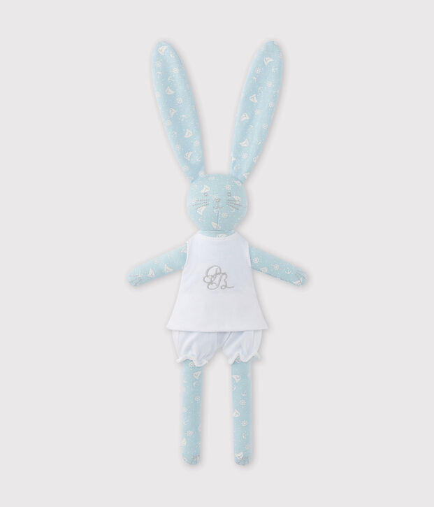 Doudou coniglietto stampato blu/bianco