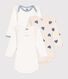Set di 3 body a maniche lunghe in cotone a cuori blu neonato