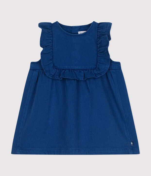 Abito senza maniche in cotone/lyocell neonato blu