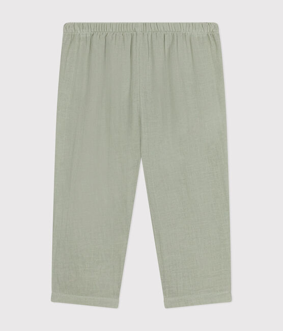 Pantaloni bebè in garza di cotone verde HERBIER