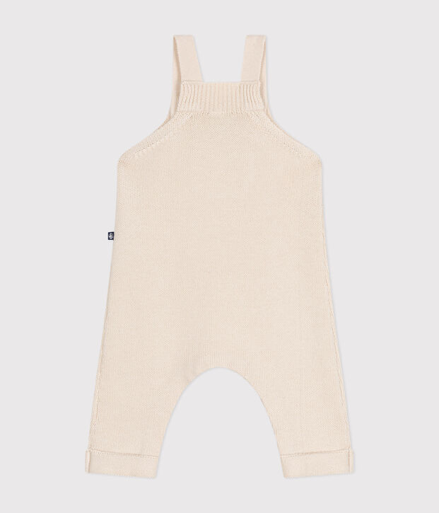 Salopette in maglia di lana e cotone neonato ecru
